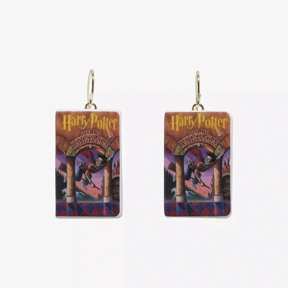 Harry Potter And The Sorcerer's Stone Book Earrings NWT - Picture 2 of 2